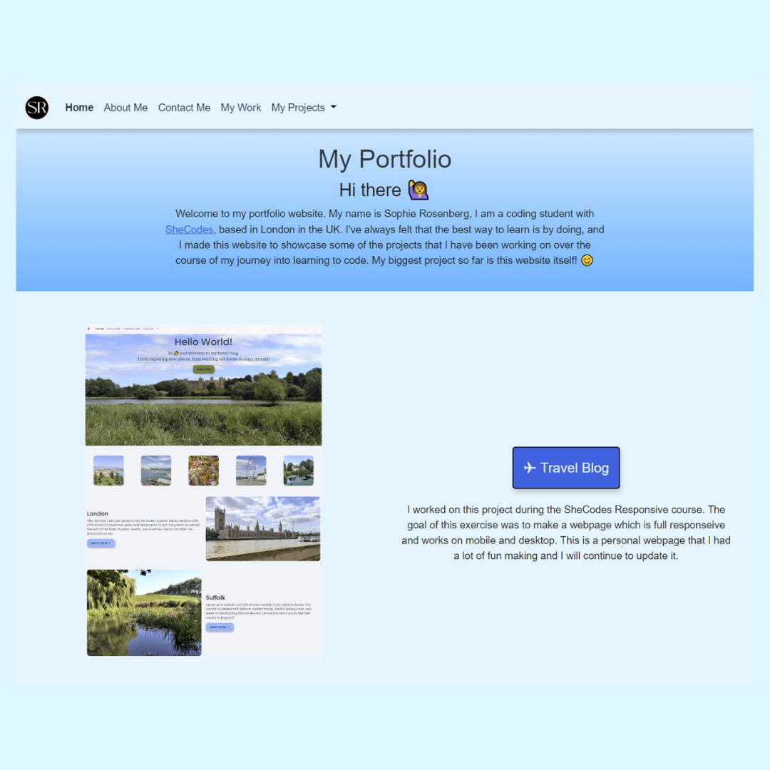 Screenshot of portfolio website